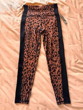 Ideology Brown Leopard Leggings with Black Side Panels